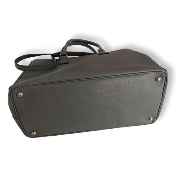 Prada grey Saffiano Lux leather Galleria Double Zipper Medium bag - Picture 3 of 9